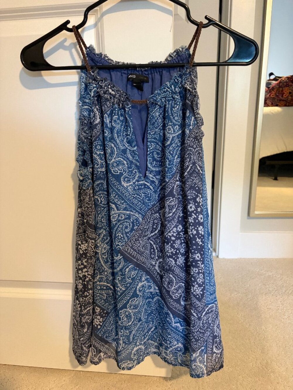MNG Blue Paisley Tank Top size large